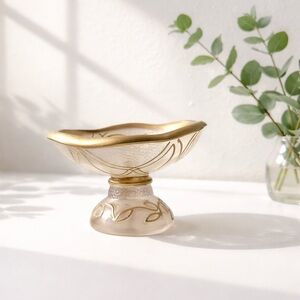 Vintage Wamsutta Footed Resin Bowl, Gold Accent Scroll Design - Elegant